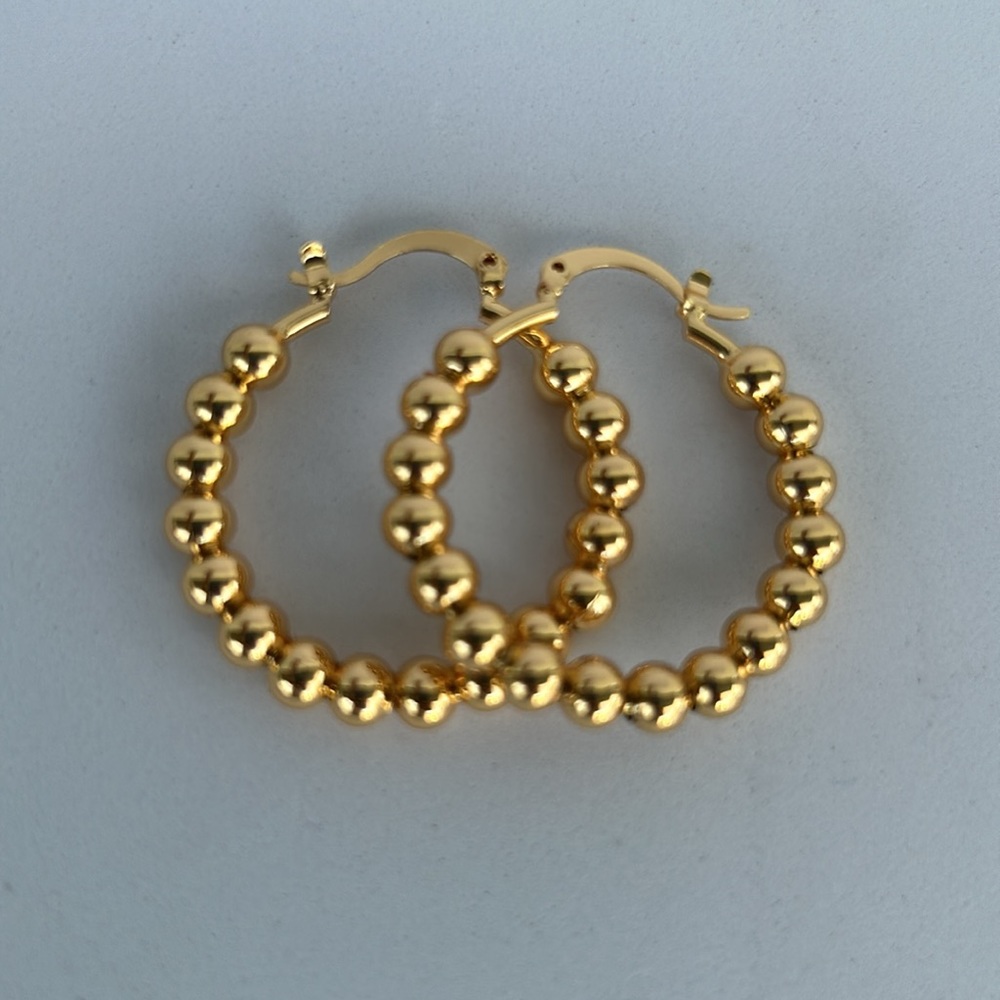 Beaded Hoops Goldfilled - Picture 4 of 5